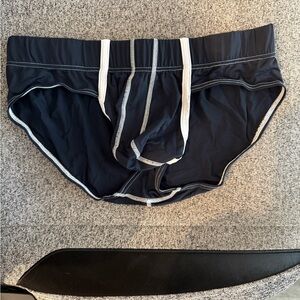 Real Men Apparel Navy Briefs with White Accents Medium